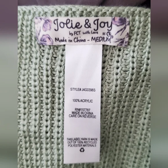 Jolie & Joy Green Knit Crochet Women's Crop Top - Picture 3 of 3